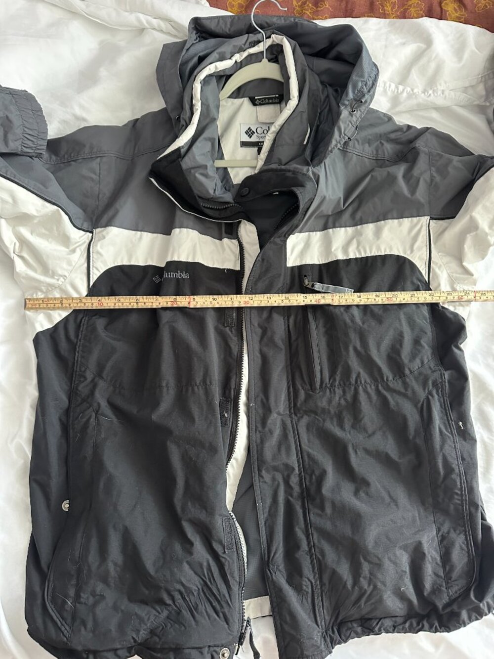 Columbia Interchange Shell Jacket Men’s L Gray Black Hooded Outdoor Windbreaker - Picture 5 of 7